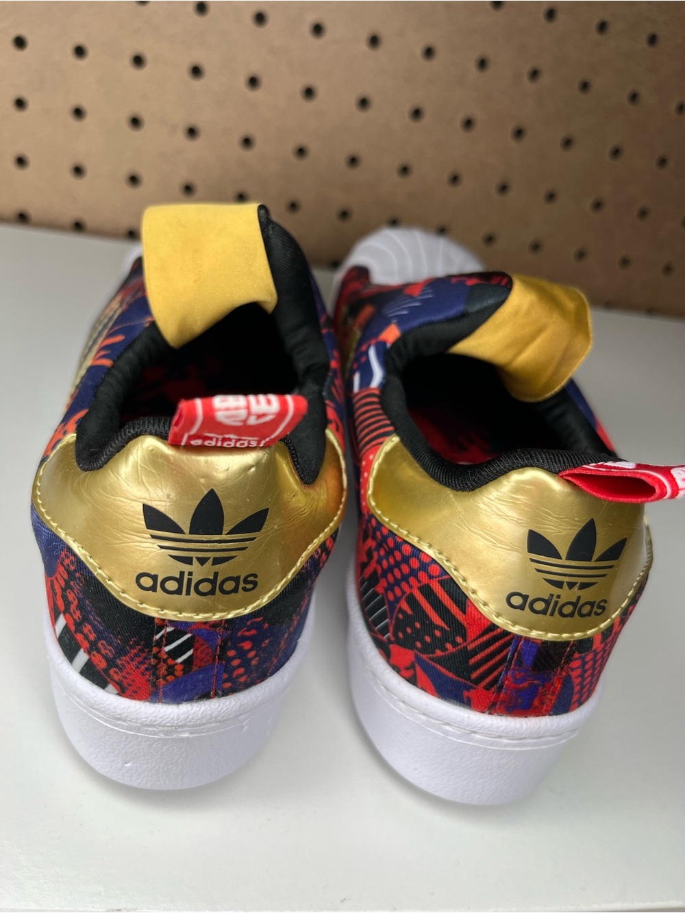 adidas Kids Slip-On Sneakers in Red, Black & Gold Accents - Picture 6 of 7